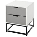 Mesa de cabeceira Mesa lateral com 2 gavetas e base elevada de metal Estilo moderno e minimalista 39,5x40x48 cm Branco e cinza — foto 1