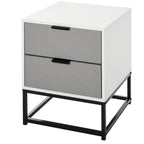 Mesa de cabeceira Mesa lateral com 2 gavetas e base elevada de metal Estilo moderno e minimalista 39,5x40x48 cm Branco e cinza — foto 1