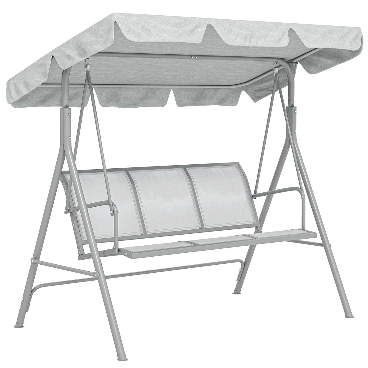 Baloiço Jardim de 3 Lugares com Toldo Ajustável Encosto Respirável e Estrutura de Metal para Terraço Balcão Exterior Carga 240kg 171x108x154cm Cinza — foto 1