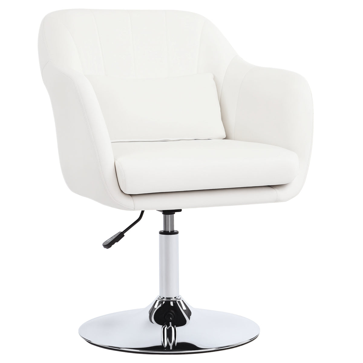 Cadeira de Escritório Giratória 360° Tamborete de Bar Cozinha Cabeleireiro com Encosto Envolvente Altura Ajustável Apoio para os Braços e Almofada 60x60x79-91 cm Branco — foto 1