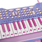 Órgão Electrónico Piano Infantil com Microfone Banquinho Luzes e 22 Canções cor Rosa — foto 8