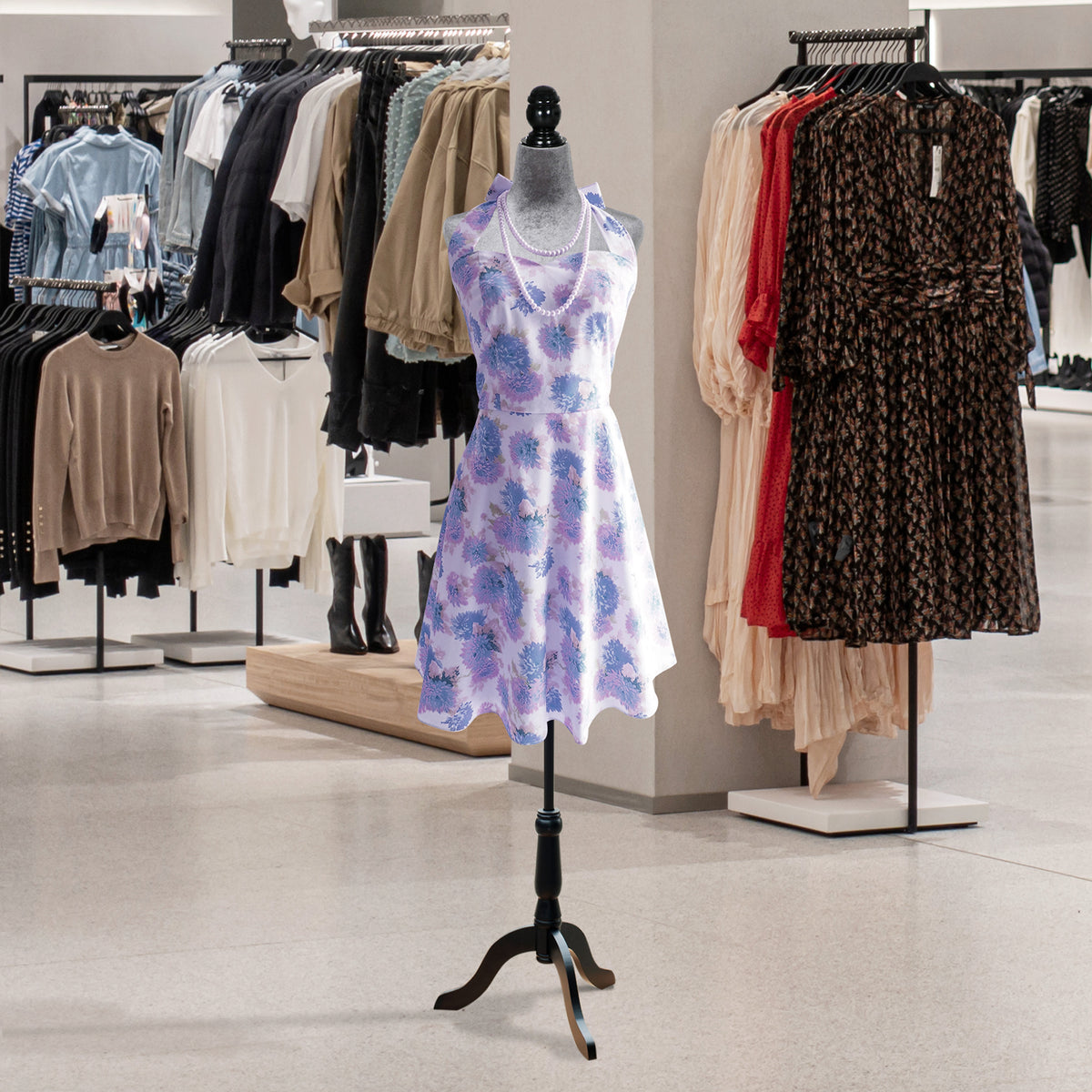 Manequim de Costura Feminino Manequim de Costura Ajustável a 130-168 cm com Tripé de Madeira para Fotografia de Moda Exposição de Roupas Cinza — foto 2