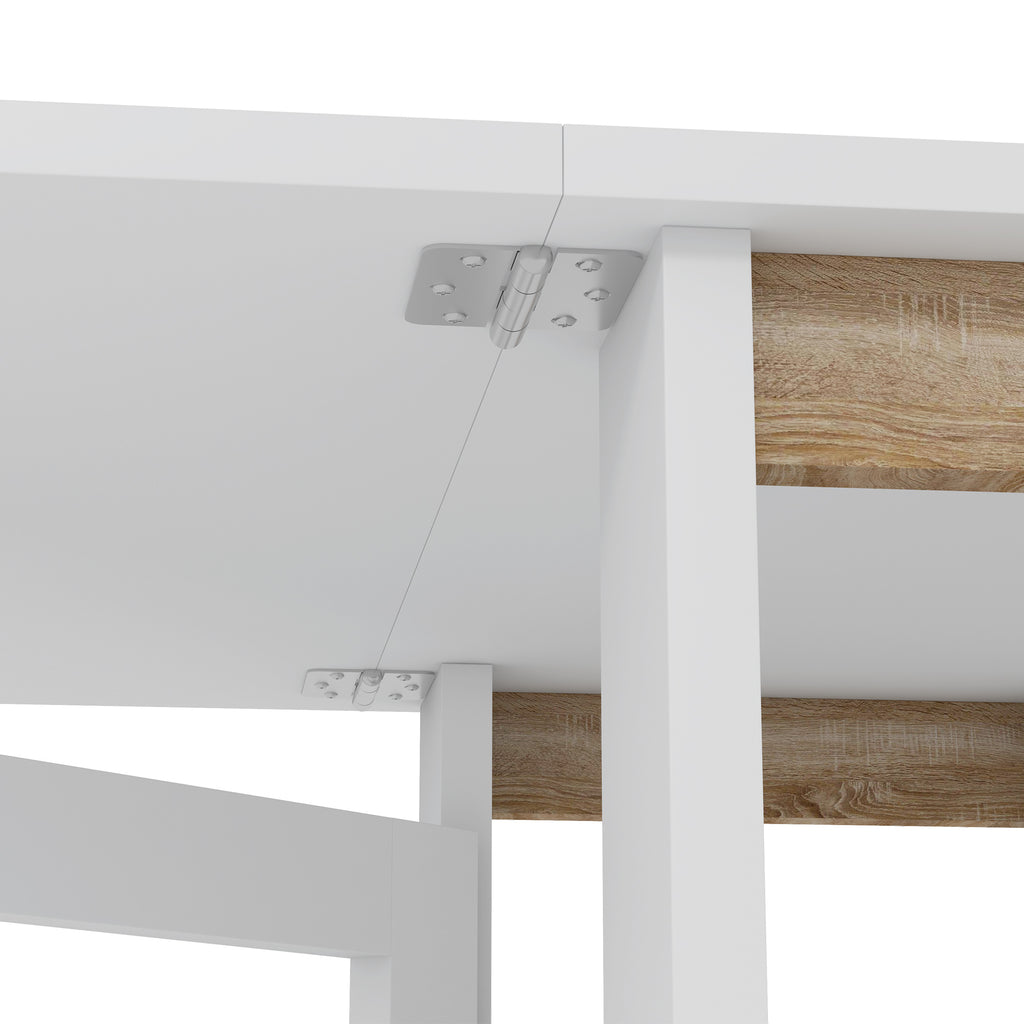 Mesa Dobrável com Asas Dobráveis Mesa de Cozinha com 2 Rodas e Prateleiras Estilo Moderno 120x60x75 cm Branco — foto 8