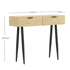 Mesa Consola Móvel para Entrada com 2 Gavetas e Pés de Aço Consola para Entrada Corredor 100x30x80,5 cm Carvalho — foto 3