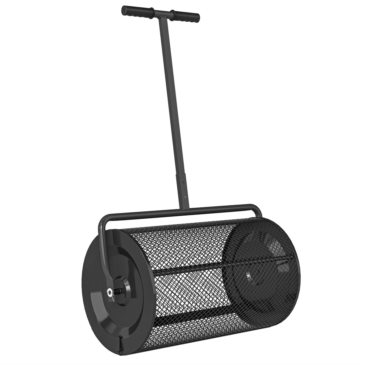 Espalhador de Composto 300L 70x40x112 cm Espalhador de Adubo para Relvado com Guiador Ajustável Cesto de Rede Metálica para Cuidados de Relvado Jardim Preto — foto 1