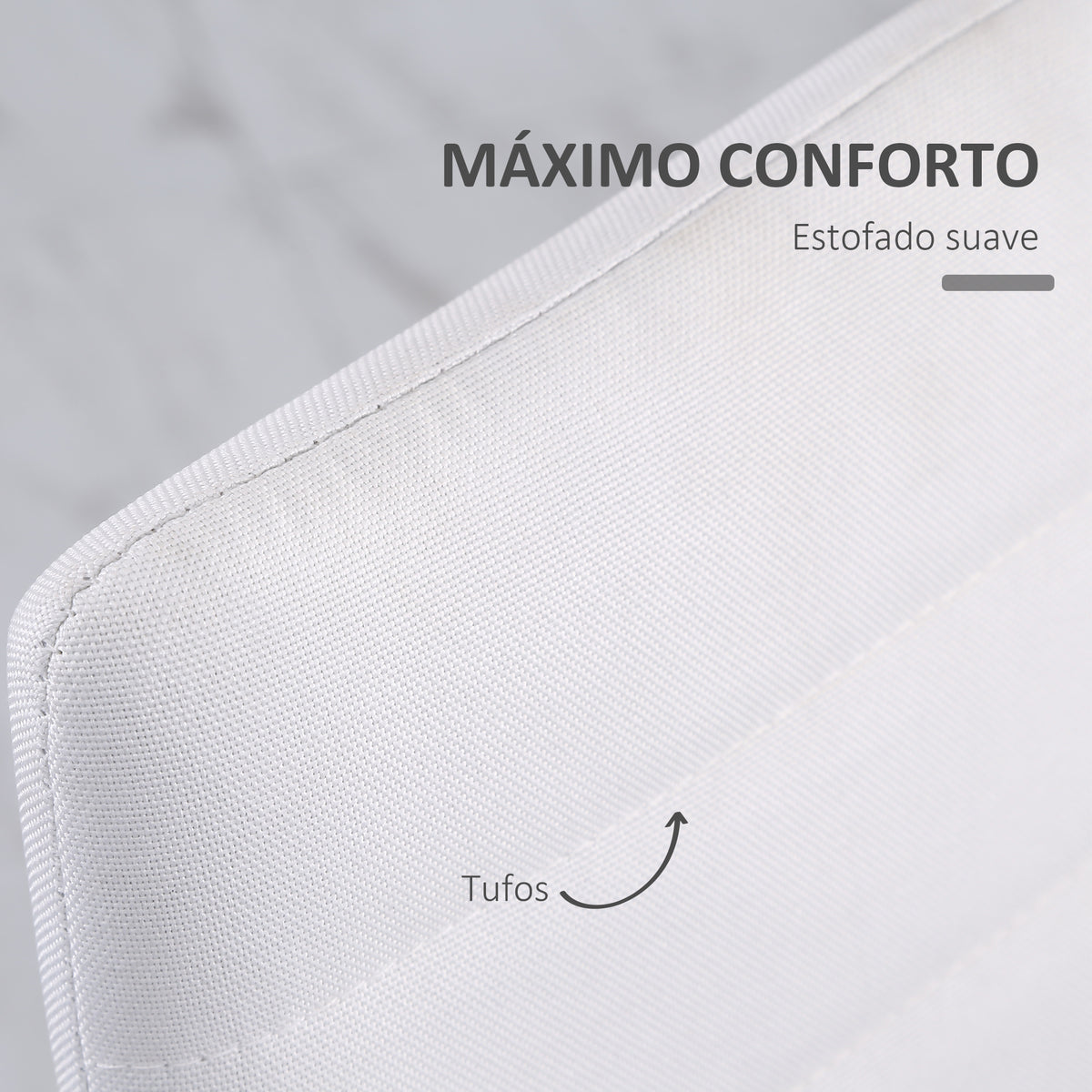 Conjunto de 4 Cadeiras de Sala de Jantar Estofadas em Linho e Pés de Metal Cadeiras Modernas para Cozinha Carga Máxima 120kg 41x50x97cm Branco — foto 5