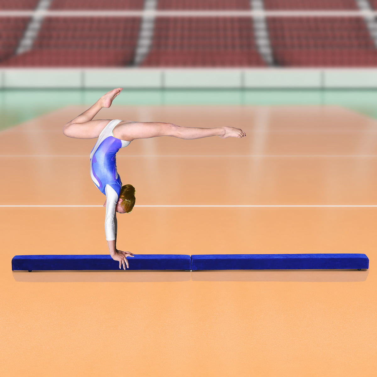 Barra de Equilíbrio Ginástica Dobrável 210 cm Barra de Ginástica Artística Viga de Equilíbrio para Crianças Iniciantes e Ginastas Profissionais para Treino em Casa 210x10x6,5 cm Azul — foto 2