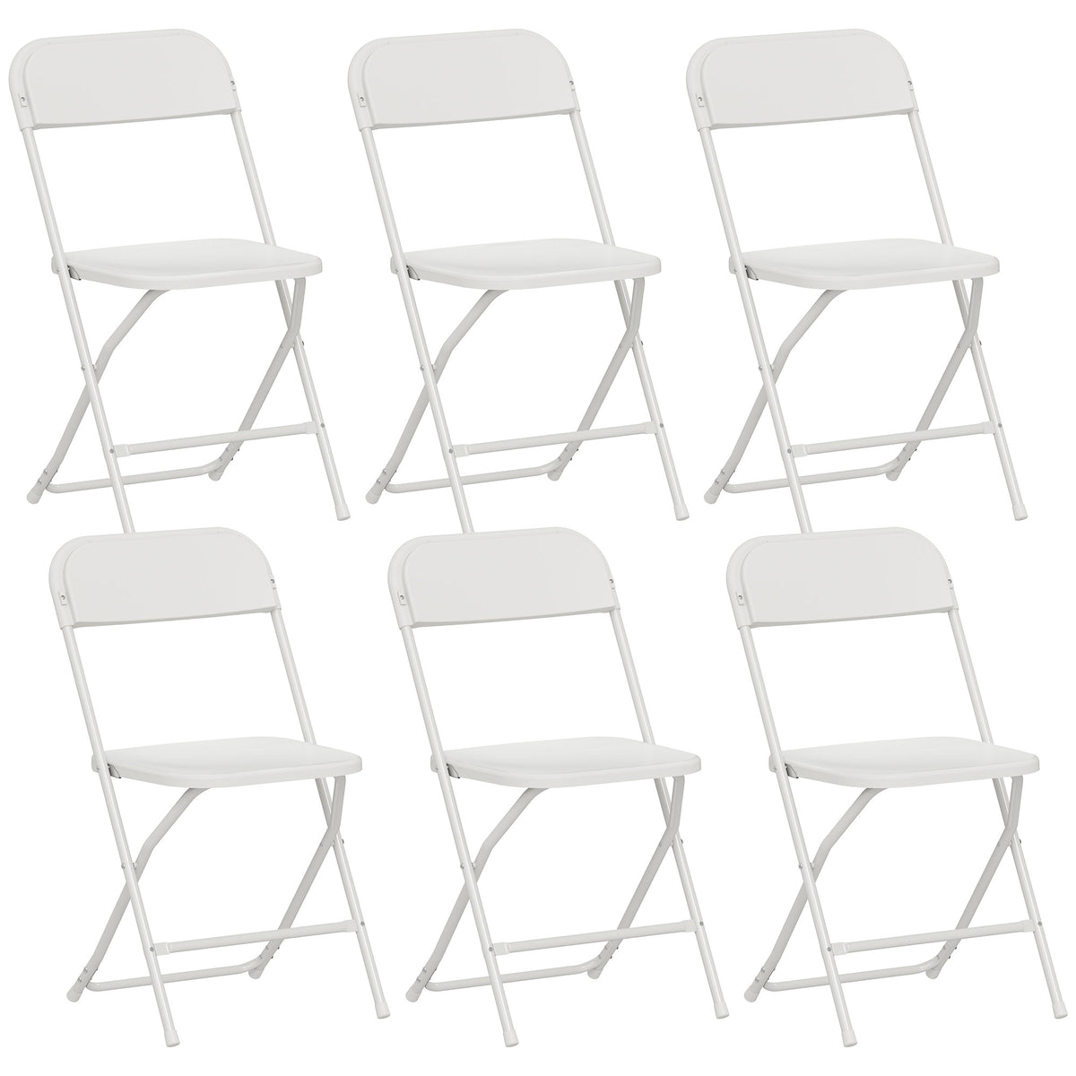 Conjunto de 6 Cadeiras Dobráveis, Cadeiras Dobráveis com Furos de Drenagem, Estrutura de Aço, Versátil, Branco — foto 1