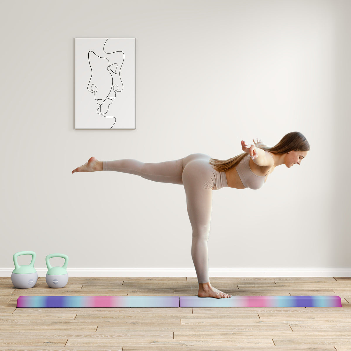Barra de Equilíbrio de Ginástica Dobrável 236 cm Barra de Ginástica Artística com Base Antiderrapante Viga de Equilíbrio para Crianças Principiantes Ginastas Profissionais Treino em Casa — foto 2