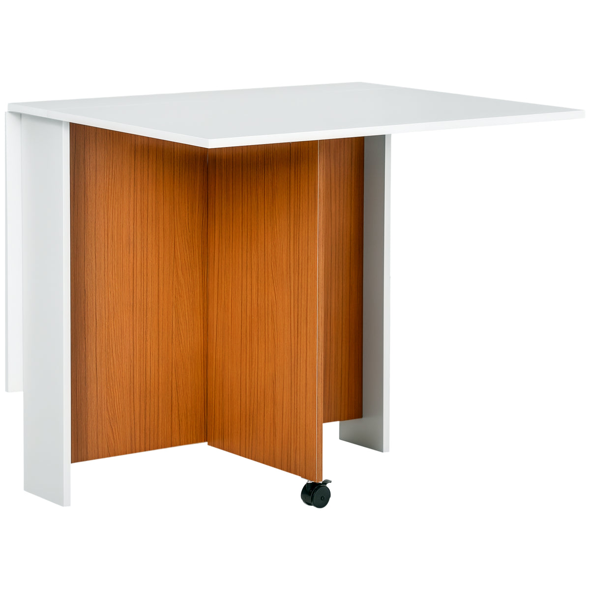 Mesa de Sala de Jantar Dobrável com Rodas Mesa Multifuncional para Sala de Jantar com 3 Formas 120x80x73cm Branco e Madeira — foto 1