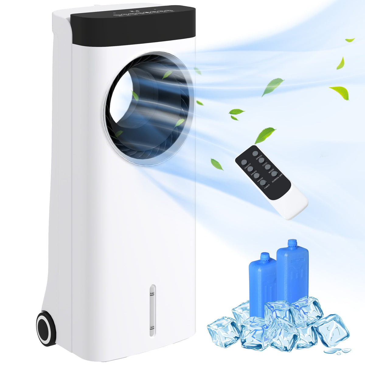 Climatizador 3 em 1 Ar Condicionado Portátil 75W com 6 Velocidades Temporizador até 24H Depósito de 6,5 L Oscilação de 60º Comando à Distância 34x25,5x80 cm Branco — foto 1