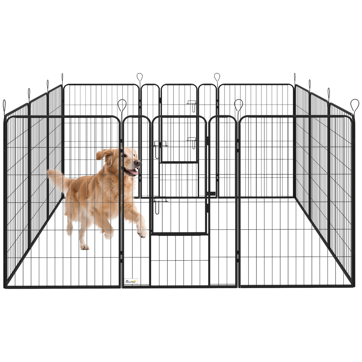 Parque para Cães com 12 Painéis Recinto para Animais de Estimação Modular com 2 Portas para Interior e Exterior Aço 80x120 cm Preto — foto 1