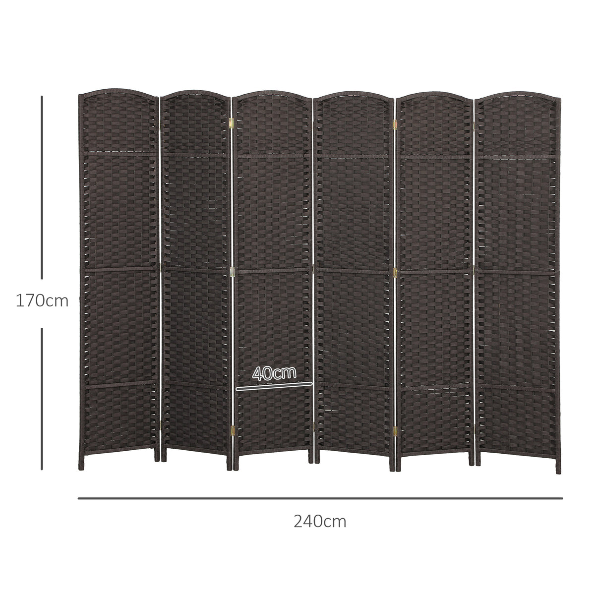 Biombo de 6 Painéis Separador de Ambientes Dobrável 240x1,6x170 cm Biombo Separador de Ambientes para Sala de Estar Dormitório Escritório Marrom — foto 3