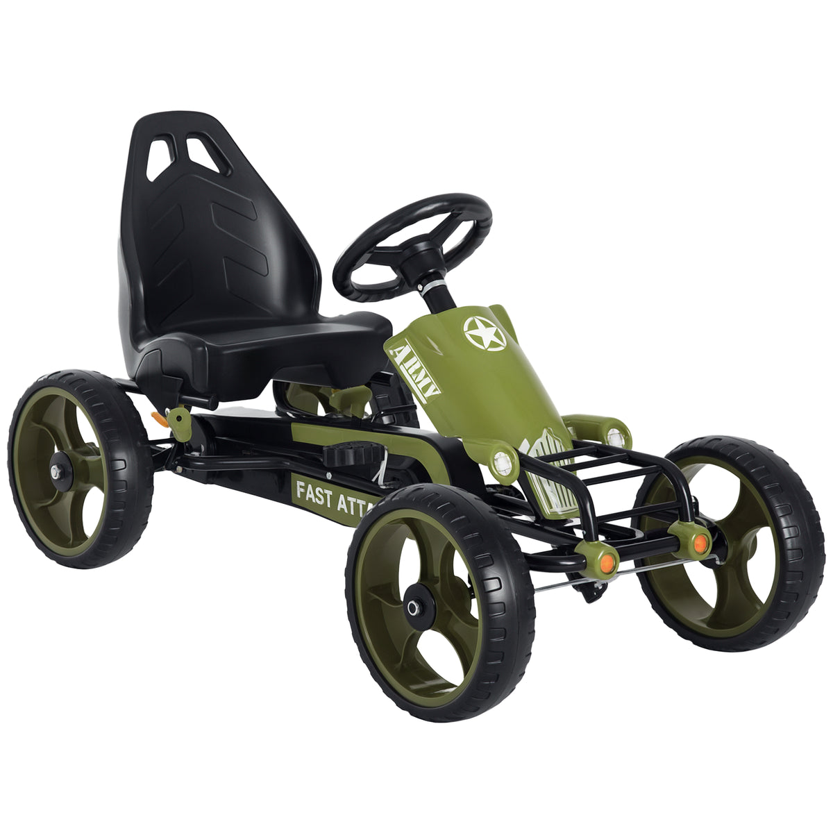 Go-Kart a pedais para crianças acima de 3 anos com freio embreagem assento ajustável máx. 35 kg 105x54x61cm Verde — foto 1