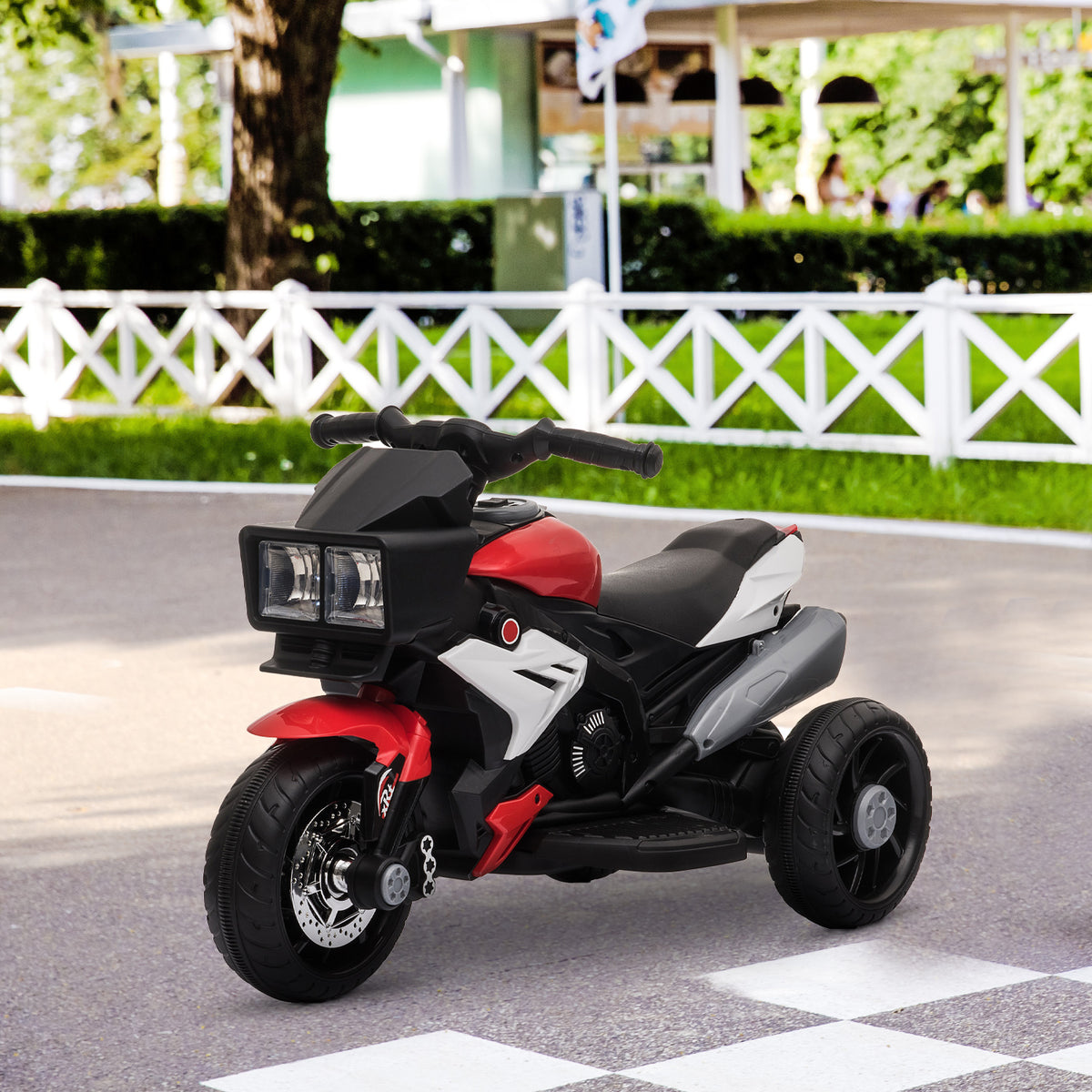 Motocicleta Elétrica Infantil com 3 Rodas para Crianças acima de 3 anos Triciclo com Pedal para Crianças Bateria 6V com Luzes Música Pneus Largos 86x42x52cm Vermelho — foto 2