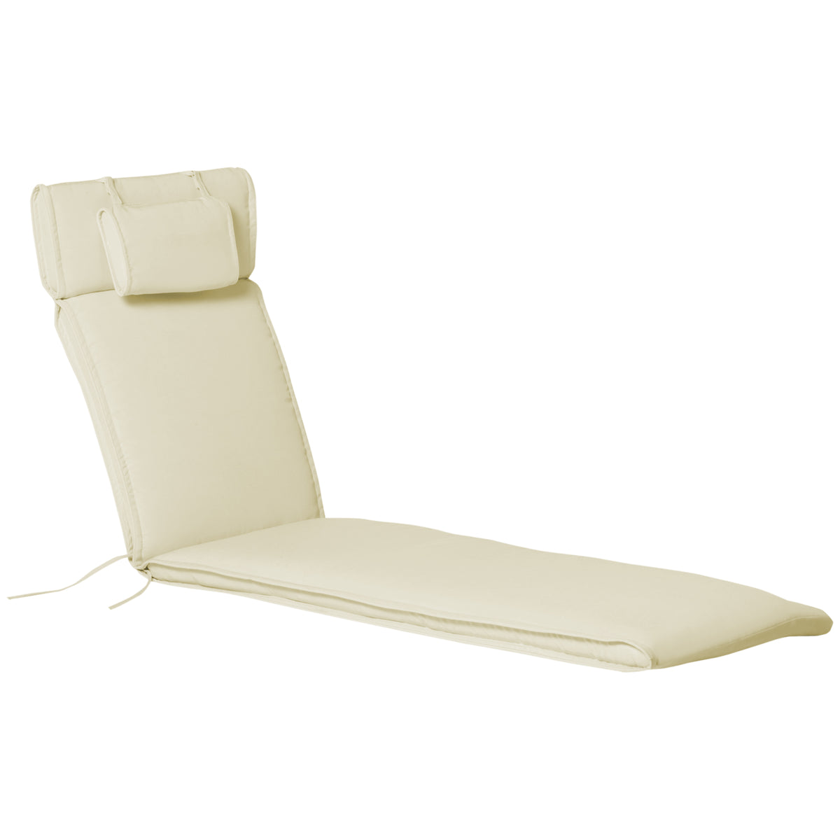 Almofada para Espreguiçadeira 198x53x5cm Almofada Suave para Espreguiçadeira Dobrável Acolchoada para Exterior Jardim Pátio Creme — foto 1