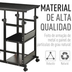Mesa Lateral para Sofá Mesa lateral em Forma de C com 4 rodas Giratórias Freios Altura Ajustável 3 níveis Estrutura Metálica 80x40x72-82cm Preto — foto 6