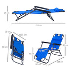 Espreguiçadeira Reclinável com Almofada para a Cabeça Espreguiçadeira Dobrável e Portátil para Praia Campismo 118x60x80cm Azul — foto 3