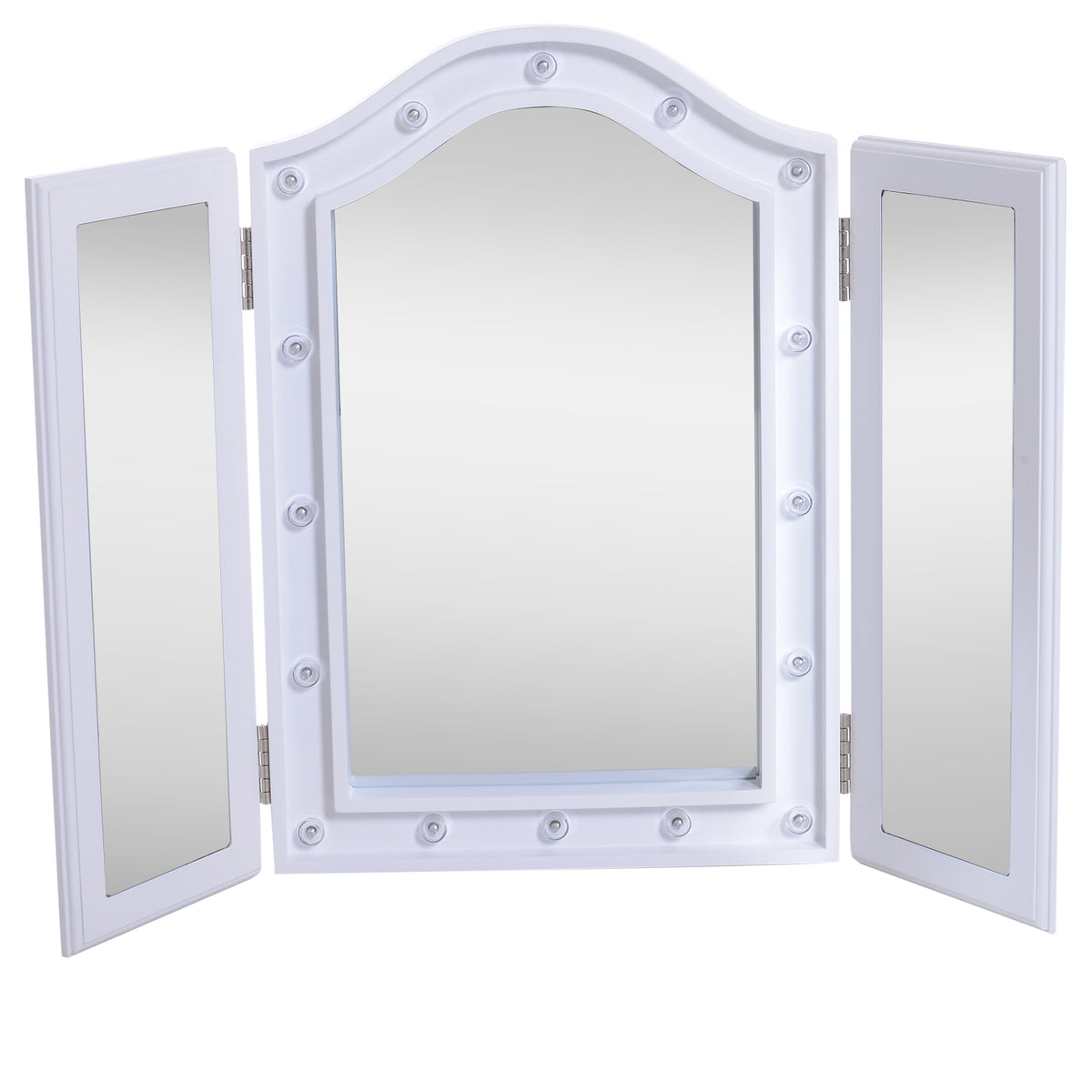 Espelho de Maquilhagem com Luz LED Dobrável Espelho Triplo de Mesa Presente Original para Mulher, 73x53,5x4,5cm — foto 1