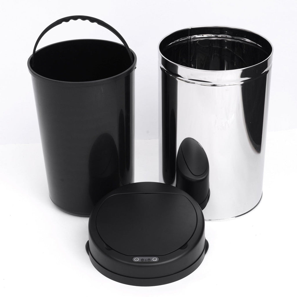 Balde de Lixo Inteligente de Aço Inoxidável 30L com Sensor Infravermelho de Abertura Automática para Cozinha Dormitório Casa de Banho Ø30,5x51,5cm Prata e Preto — foto 7