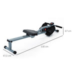 Máquina de Remo com Ecrã LCD para Academia Exercícios de Musculação ou Resistência Carga Máxima 100kg 130x47,5x67cm Cinza — foto 3