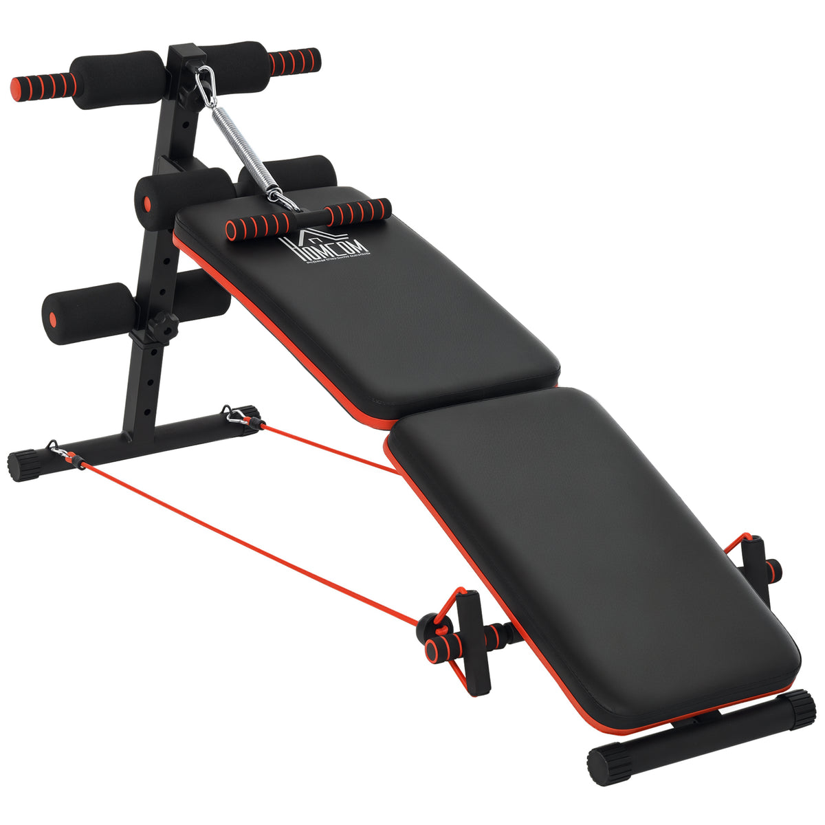 Banco de Exercício e Musculação, Banco de Abdominais Dobrável Ajustável em Altura com Suporte Poplíteo Regulável Ideal para Casa e Ginásio 137x51x50-66 cm Preto — foto 1