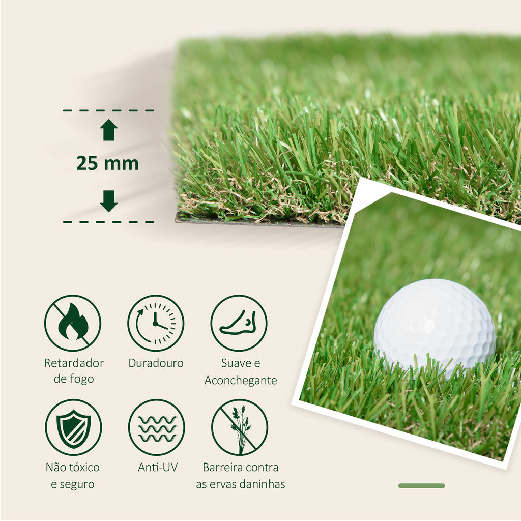 Relva Artificial 25 mm Rolo de Relva Artificial de 300x100 cm Realista com Orifícios de Drenagem para Varanda Jardim Pátio Verde — foto 4