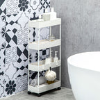 Carrinho Auxiliar com Rodas Carrinho de Armazenamento com 4 Cestas e 4 Ganchos Amovíveis para Cozinha Casa de Banho Sala de Estar 40x19x90 cm Branco — foto 2