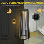 Candeeiro Solar de Vime de Energia Solar com LED 1,5 W Interruptor de Controle Automático de Luz Decoração Exterior Ø21,5x61cm Preto — foto 5
