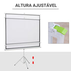 Tela de Projeção Dobrável 84 Polegadas Tela de Projeção Formato 4:3 com Altura Ajustável para Cinema em Casa Apresentações 180x203 cm Branco — foto 5