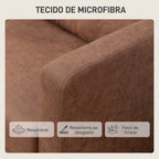 Sofá de 2 Lugares Estofado em Microfibra Sofá Moderno com Pés de Madeira Apoio de Braços para Sala Quarto Escritório Sala de Estar 130x78x85 cm Castanho — foto 7