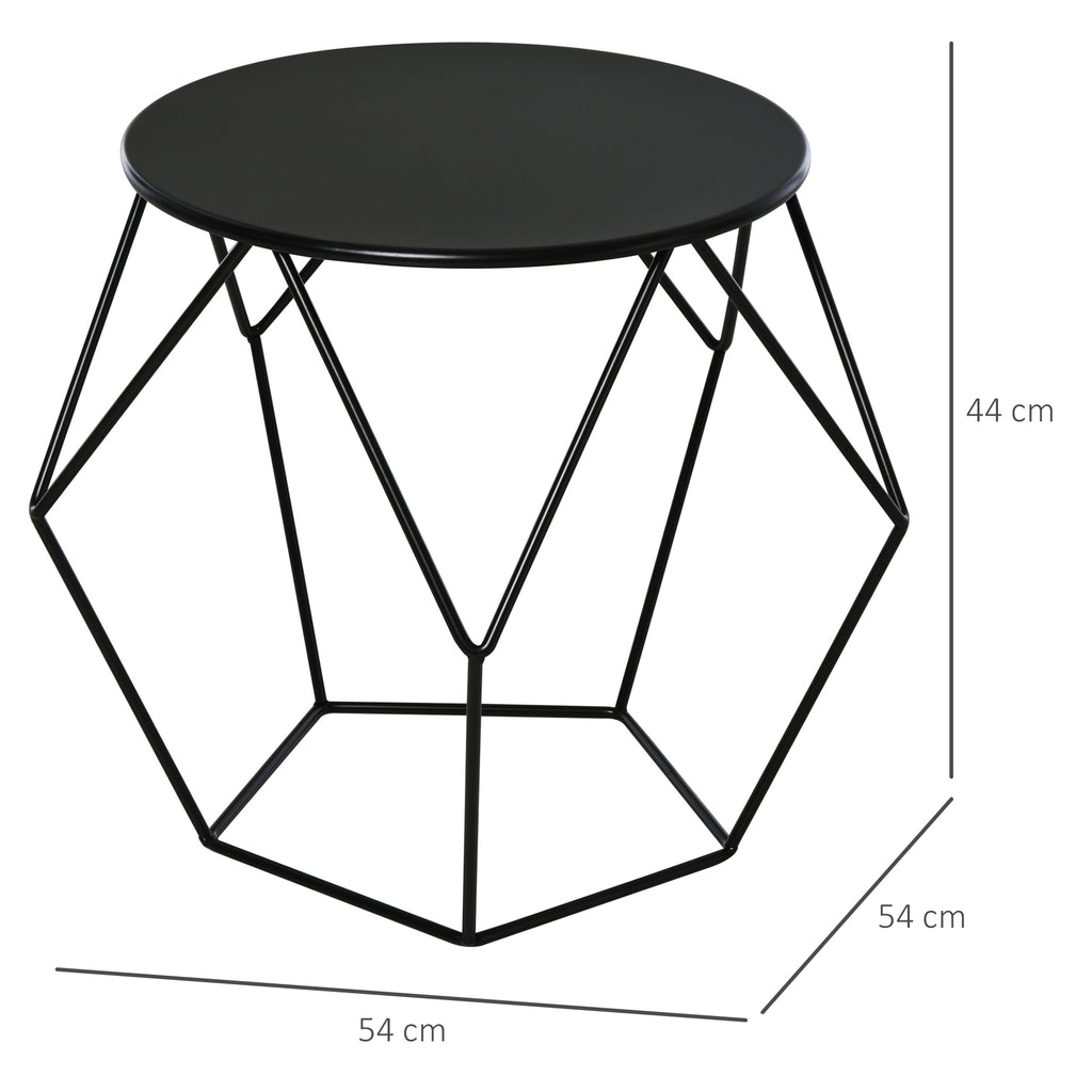 Mesa de Centro de Metal Estilo Moderna Mesa de Apoio Redonda para Sala de Estar Escritório 51x51x44 cm Preto — foto 3