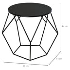 Mesa de Centro de Metal Estilo Moderna Mesa de Apoio Redonda para Sala de Estar Escritório 51x51x44 cm Preto — foto 3