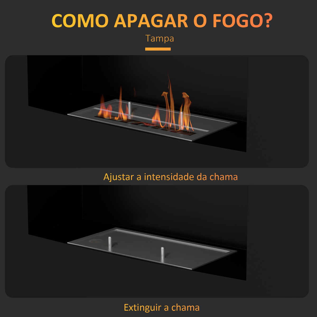 Lareira de Bioetanol de Parede Lareira de Bioetanol com Depósito de 0,9L Apagador de Chamas de Aço Inoxidável Tempo de Combustão 3,3H para Interiores 15-20 m² 66x16x52 cm Preto — foto 5