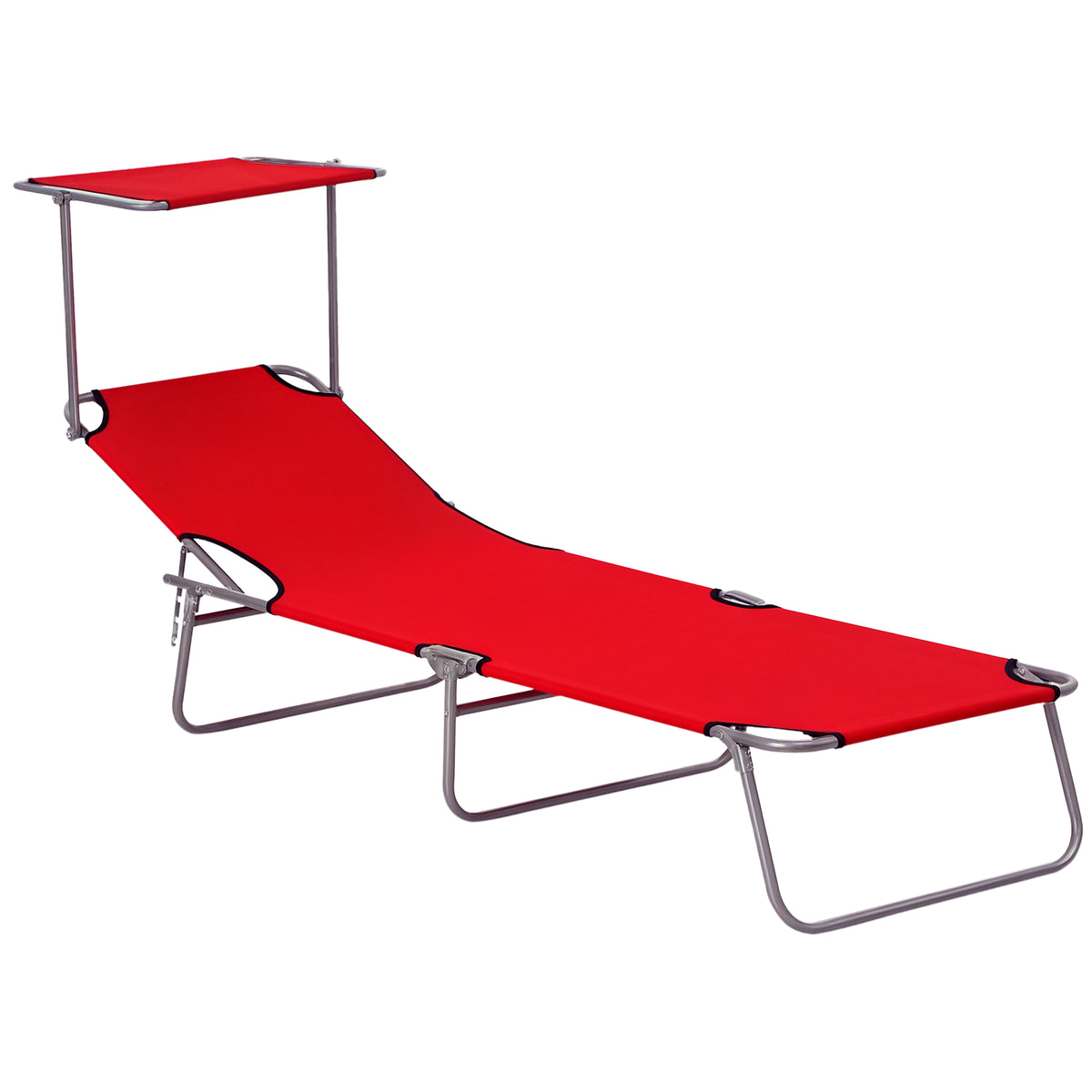 Essenza Espreguiçadeira de Jardim Dobrável com Toldo Removível 187x58x36 cm Vermelho — foto 1