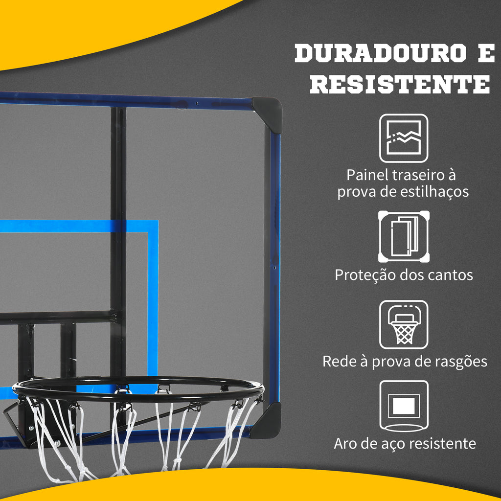 Tabela de Basquetebol de Parede Cesta de Basquetebol para Exterior 113x61x73 cm Azul e Preto — foto 5