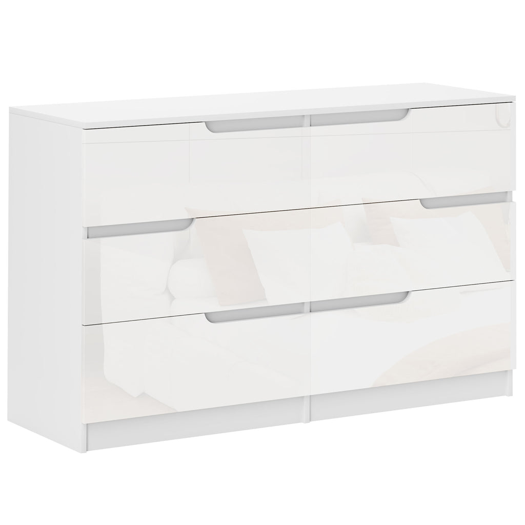 Cómoda com 6 Gavetas Cómoda de Dormitório Moderna com Sistema Anti-Tombo Cómoda para Sala de Estar Corredor 120x40x75 cm Branco — foto 1