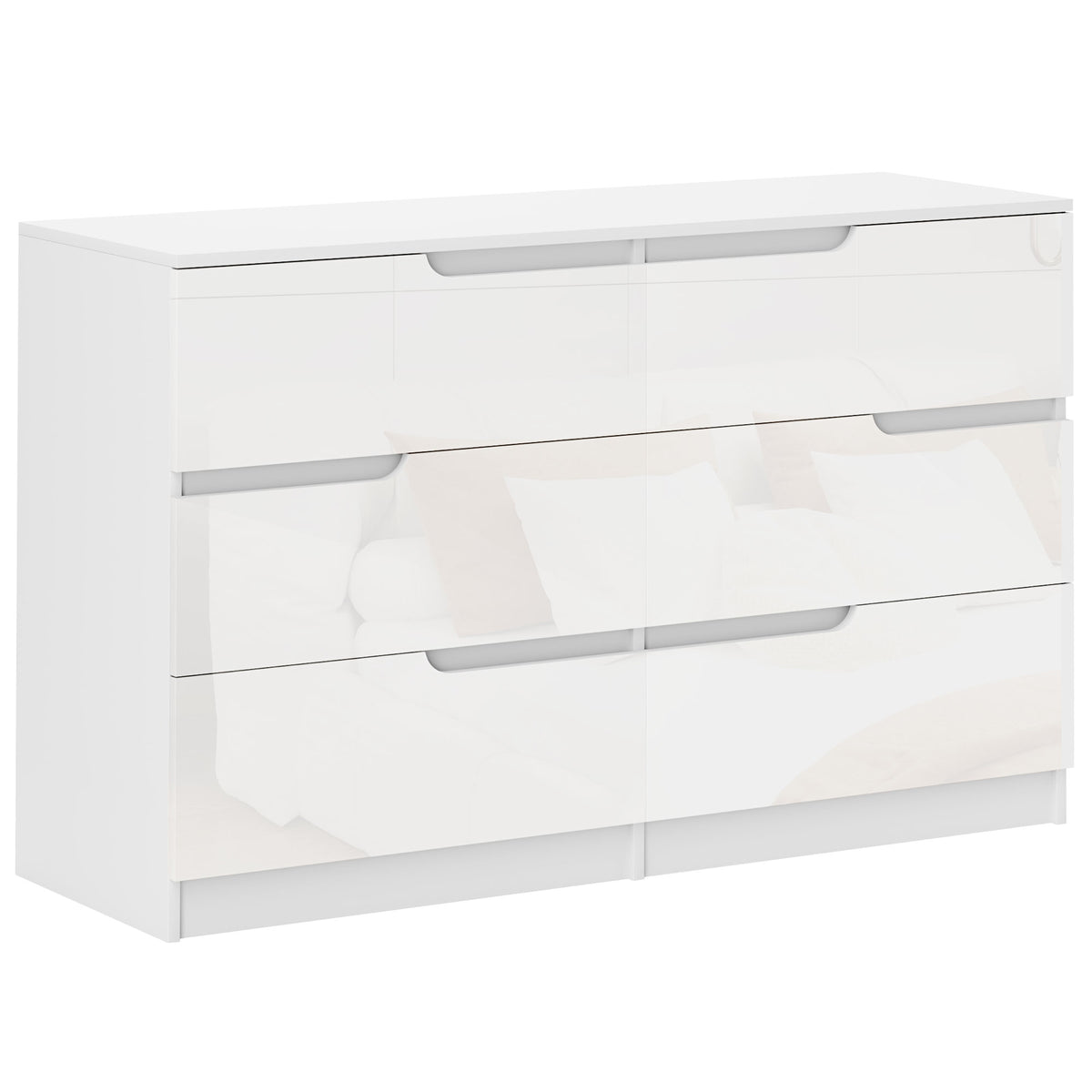 Cómoda com 6 Gavetas Cómoda de Dormitório Moderna com Sistema Anti-Tombo Cómoda para Sala de Estar Corredor 120x40x75 cm Branco — foto 1