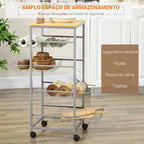 Carrinho de Cozinha Multifuncional com Rodas 5 Níveis Carrinho de Serviço da Cozinha Carrinho Auxiliar para Fruteira e Verdureiro 36,5x36,5x89cm Carga 20kg — foto 5