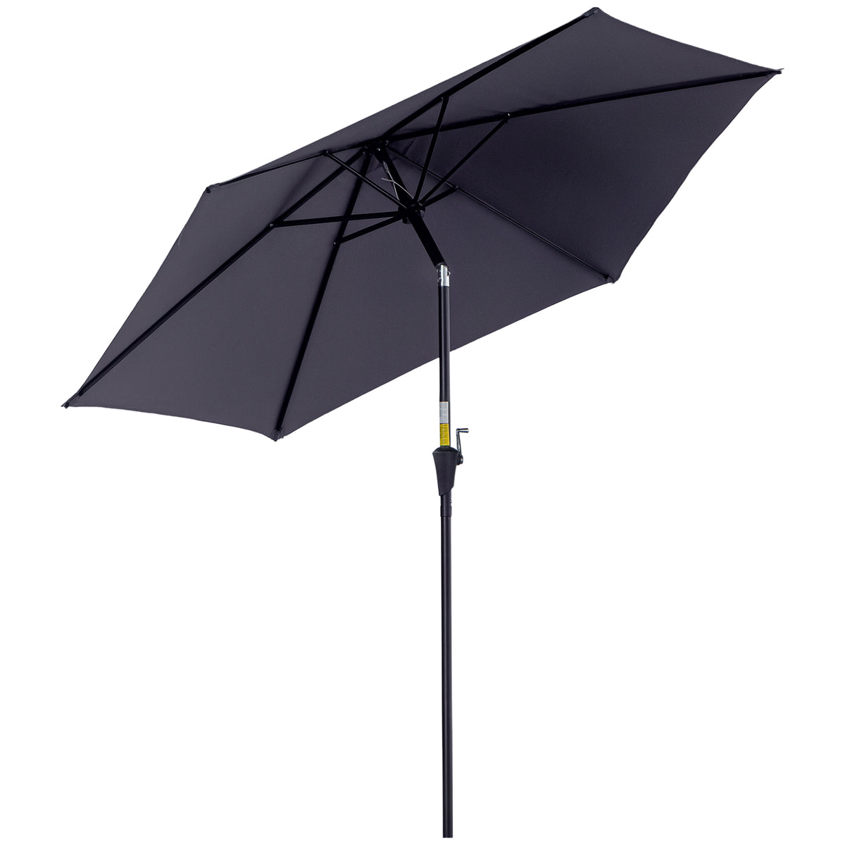 Chapéu de Sol de Jardim Ø270x235cm Chapéu de Sol de Alumínio Reclinável com Manivela e 6 Hastes para Terraço Exterior Balcão Cinza — foto 1