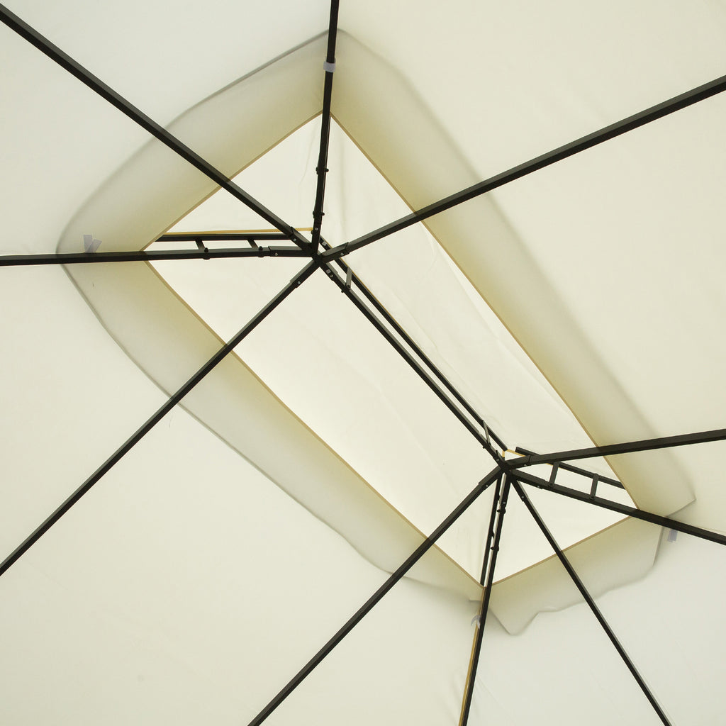 Pérgola de Jardim 4x3m Pérgola de Alumínio com Teto com Ventilação 4 Cortinas Laterais 4 Telas Mosquiteiras e 8 Orifícios de Drenagem para festas Eventos Exterior Creme — foto 8