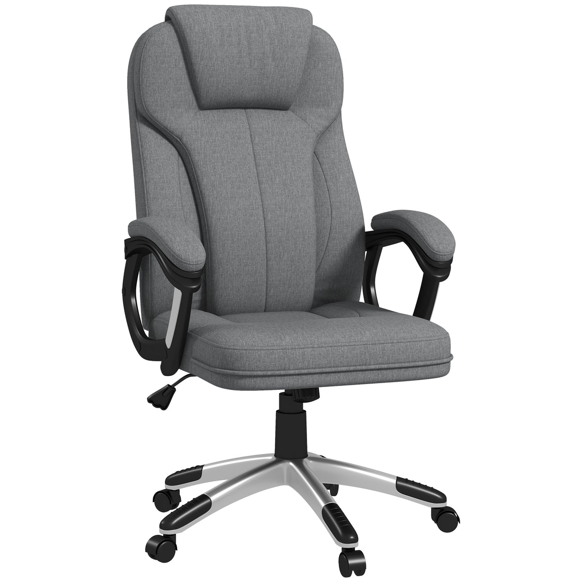 Cadeira de Escritório Giratória Cadeira de Escritório Ergonómica com Altura Ajustável Apoio para os Braços e Encosto Acolchoado de Linho Sintético 66x75x110-120 cm Cinza — foto 1