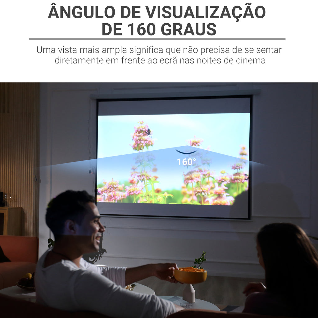 Tela de Projeção Elétrica 120 Polegadas Tela de Projeção Portátil Formato 4:3 com Comando à Distância para Interior e Exterior Cinema em Casa Pátio 244x183 cm Branco — foto 5