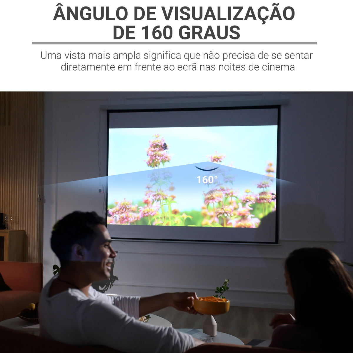 Tela de Projeção Elétrica 120 Polegadas Tela de Projeção Portátil Formato 4:3 com Comando à Distância para Interior e Exterior Cinema em Casa Pátio 244x183 cm Branco — foto 5