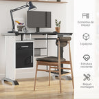 Mesa para Computador com Gaveta Armário e Suporte para CPU Secretária para Escritório Estúdio Dormitório 100x52x75cm Preto e Branco — foto 6