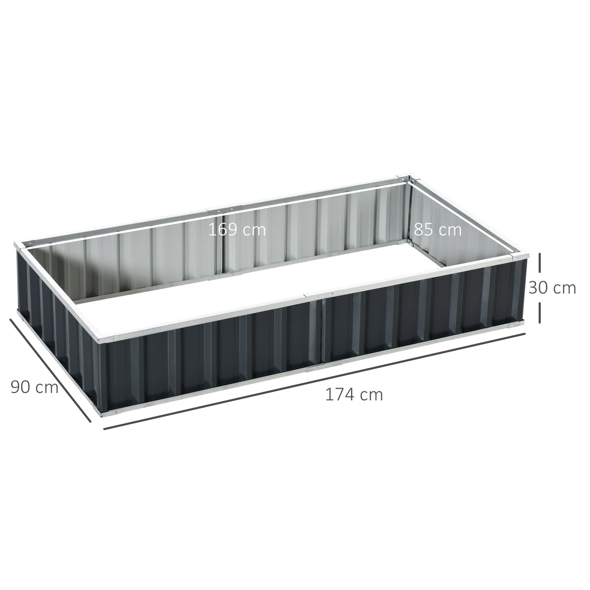 Caixa de Plantio de Aço Inclui Luvas Caixa de Plantio Retangular para Cultivos de Plantas e Flores para Terraço Balcão Exterior 174x90x30 cm Cinza — foto 3