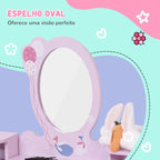 Penteadeira Infantil com Banco e Espelho Tipo Princesa Mesa de Maquilhagem de Madeira Rosa Brinquedo para Meninas 3+ Anos 60x34x93 cm — foto 4