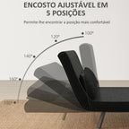Sofá Cama Sofá Convertível em Cama de 2 Lugares Dobrável com Encosto Ajustável em 5 Níveis e 2 Almofadas Acolchoadas para Escritório Dormitório Sala de Estar 102x73x81 cm Preto — foto 4