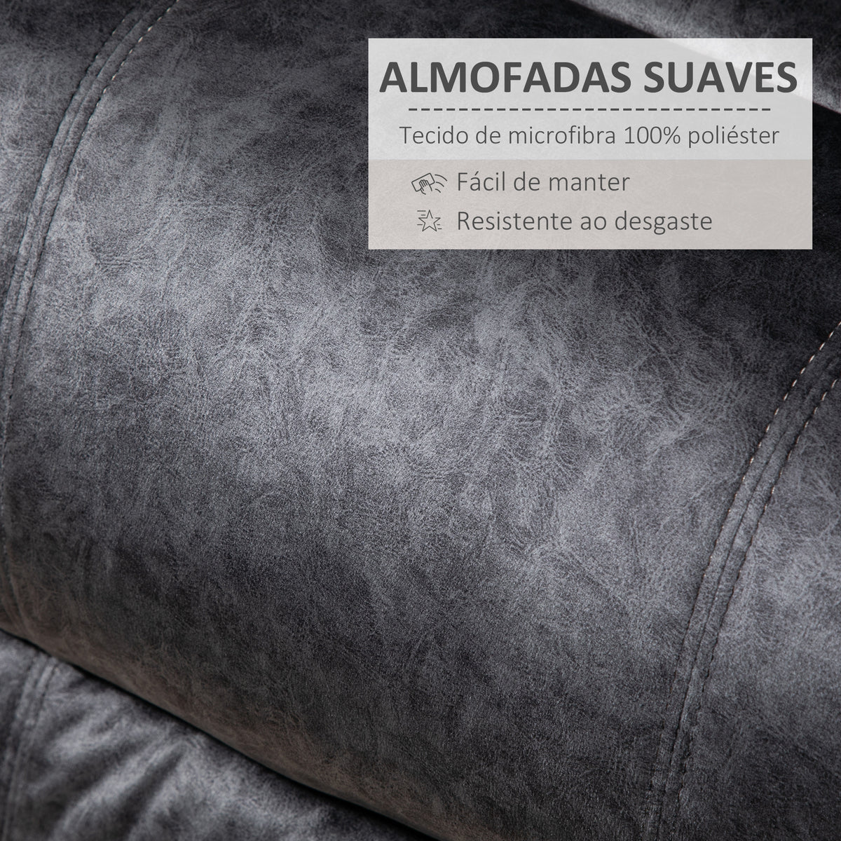 Poltrona Relax Reclinável Poltrona para Sala de Estar com Apoio para os Pés Retrátil Encosto Alto Bolso Lateral Acolchoado Grosso 88x91x108 cm Preto — foto 5