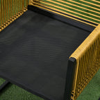 Conjunto de Mesa e Cadeiras de Jardim Conjunto de 3 Peças com 2 Cadeiras com Encosto Dobrável e Almofadas e Mesa de Vidro para Terraço Pátio Natural e Preto — foto 8